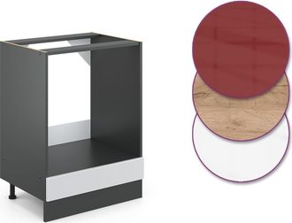 Vicco Armario Para Horno Empotrado R-line, Blanco Alto Brillo, 60 Cm, Et Roble
