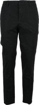 Dondup Black Tailored Stretch Cotton Trousers