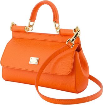 Dolce & Gabbana Womens Sicily Crossbody - Dolce&gabbana Leather Orange Calfskin Bags Crossbodies