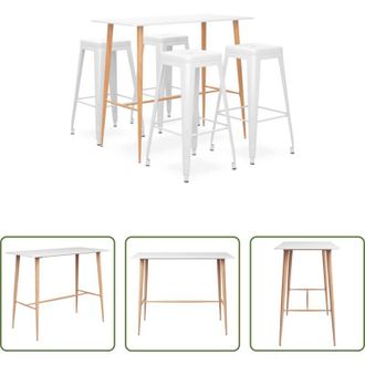 vidaXL Tavolo da bar - Set da Bar 5 pz Bianco