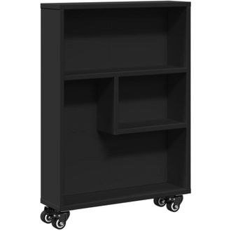 vidaXL Vidaxl - Carrito De Almacenaje Estrecho Madera Negro 48x13x68 Cm