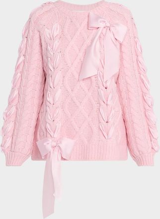 LoveShackFancy Kloss Alpaca-Blend Ribbon Pullover