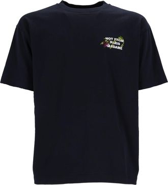 Dr&ocirc;le de Monsieur Navy Vine Embroidered Slogan T-Shirt