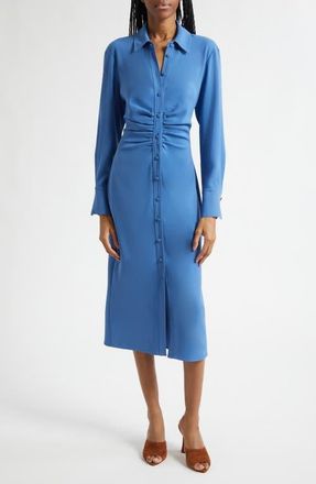 Veronica Beard Loxley Long Sleeve Midi Shirtdress in Blue Coast at Nordstrom, Size 00