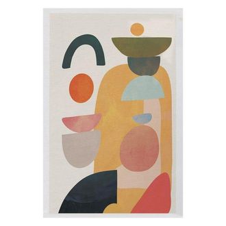 Calicosy Alfombra rectangular cruda con motivos geom&eacute;tricos multicolores