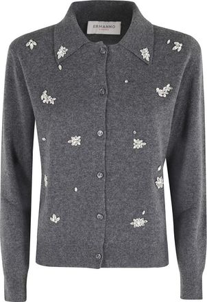 Ermanno Scervino Cardigan met applicaties - Dames - Vesten - Grijs - XS - Truien & Vesten