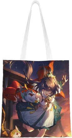 Generic 40.6 X 38.0 cm Canvas Totes Hand Shopping Bag With Honkai Star Rail All Roles Print Impression For Daily Shopping Shoulder Bag