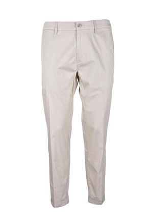 Re-hash Beige Slim Fit Trousers With Classic Waistband And Functional Pockets
