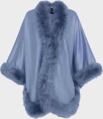 Gorski Cashmere Cape With Toscana Shearling Lamb Trim