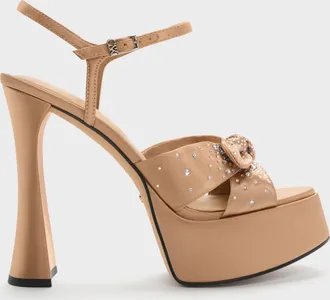 Charles & Keith Jayce Crystal Platform Sandals