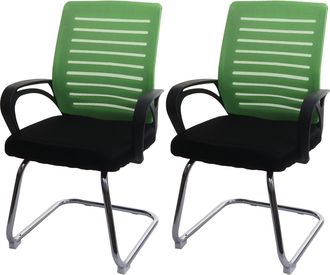 Hhg [nunca Usado] Lote De 2 Sillones De Conferencia Hhg-531, Silla De Visita Basculante, 150 Kg De Capacidad De Carga Tela/textil, Verde