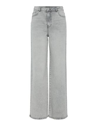 Pieces Pieces Womens Pcselma Hw Wide Jeans Lg Noos Bc, Light Grey Denim, 27W x 32L