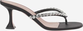 Amina Muaddi Womens Satin Sandals Gigi Black
