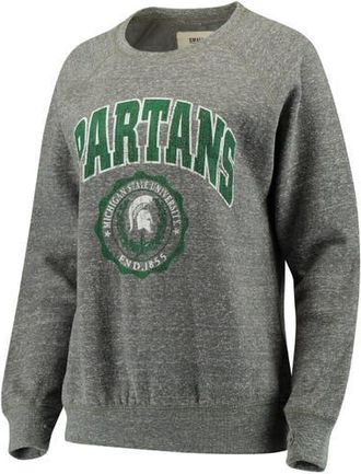 Pressbox Womens Pressbox Heathered Gray Michigan State Spartans Edith Vintage Knobi Pullover Sweatshirt in Heather Gray at Nordstrom, Size Small