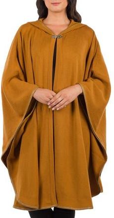 Patricia Nash Hooded Faux Leather Trim Cable Knit Cape in Camel at Nordstrom Rack