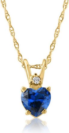Pompeii3 14k White, Yellow, or Rose Gold Diamond & Blue Sapphire Heart Pendant Necklace