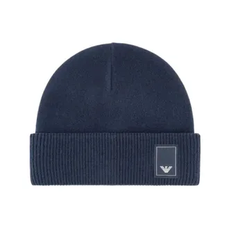 Emporio Armani Beanies, unisex, Blue, Size: L Travel Essential Wool Beanie