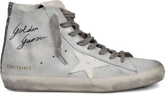 Golden Goose Womens Francy Glitter List Sneakers In Silver/white
