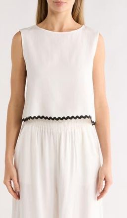 Patrizia Luca Rickrack Trim Crop Tank in Off White at Nordstrom Rack, Size X-Large