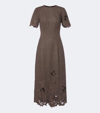 Oscar De La Renta Wool, silk, and cashmere midi dress