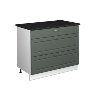 Vicco Mueble Bajo De Cocina Fame-line, Verde Dorado Casa De Campo/blanco, 100 Cm, Et Antracita, Vicco