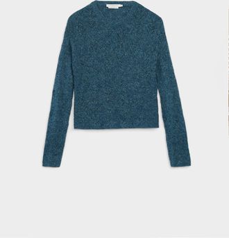 Contemporaine Womens Touch of wool openwork fuzzy sweater