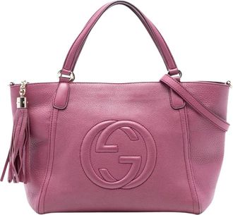 Gucci Pre-owned Handbags, female, Purple, Size: ONE SIZE Pre-owned Leather Tote Bag