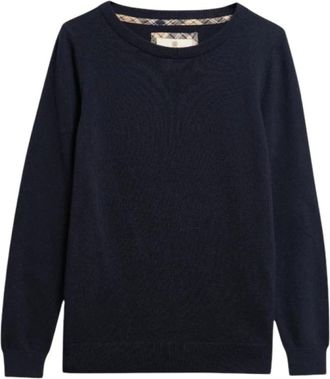 Barbour Pendle Crew Knit - Dames - Ronde hals truien - Blauw - XL - Katoen - Truien & Vesten