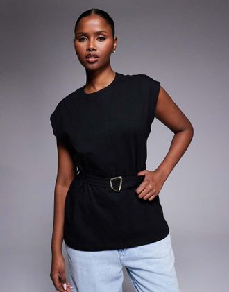 Barbour Alexis - Top comodo nero allacciato con fibbia