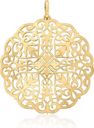 Ross-Simons Italian 14kt Yellow Gold Filigree Medallion Pendant