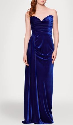 Blondie Nites Drape Strapless Velvet Gown in Sapphire at Nordstrom, Size 15