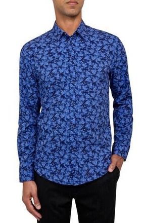 Brooklyn Brigade Abstract Floral Performance Shirt in Light Blue/Navy at Nordstrom Rack, Size Xx-Large