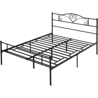 HOMCOM Homcom - Letto Matrimoniale 160x200cm in Acciaio con Doghe Integrate e Testiera
