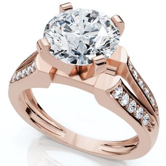 Pompeii3 Certified 2 1/5Ct Alexa Diamond Engagement Ring 14k Gold Lab Grown (2ct center)