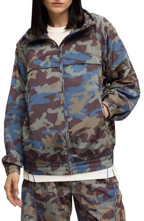 Puma CLRT Camo Hooded Zip Jacket in Raisin at Nordstrom, Size Xx-Large