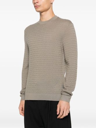 Emporio Armani Textured Wool Crewneck Sweater - Beige