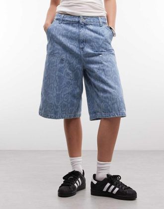 Carhartt Work in Progress shorts relaxed fit Double Knee Nixon con stampa effetto serpente blu