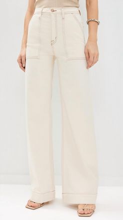 Pistola Denim Penny Utility Wide Leg Pants In Ecru