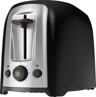 Black+Decker 2-Slice Toaster, TR1278BD, Extra Wide Slots, 7 Shade Settings, 850 Watts, Frozen and Bagel Buttons