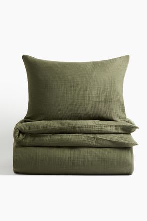 H&M Musselin-Bettw&auml;sche f&uuml;r Einzelbett - Green