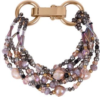 Saachi Saachi Amethyst Beaded Layered Pearl Bracelet