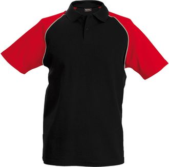 Kariban Mens Contrast Baseball Polo Shirt (L) (Black/Light Grey/Red)