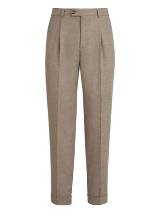 Brunello Cucinelli moulin&eacute; pleated trousers - Brown