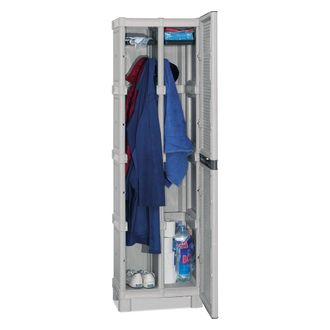 Dmora Armario Exterior O Interior Interno, Gabinete De 1 Puerta Y 2 Estantes De Polipropileno, 100% Made In Italy, 50x39h172 Cm, Color Gris Claro - Dmora