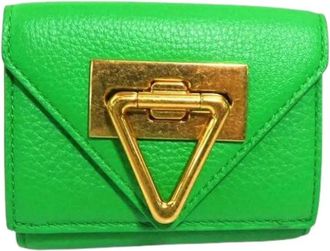 Bottega Veneta Pre-owned Tri-fold Portemonnee - Dames - Vintage Accessoires - Groen - ONE Size - Leer - Vintage