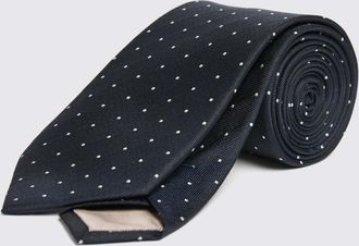 Moss Navy Silk Pindot Tie