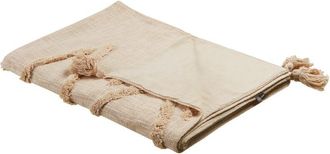 Beliani Manta De Algod&oacute;n Beige 130 X 180 Cm Patr&oacute;n Geom&eacute;trico Accesorio Acogedor Morbi