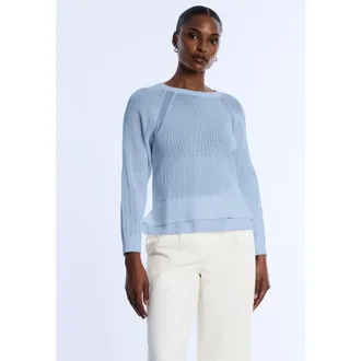 BCBGeneration Pointelle Knit Sweater in Cloud at Nordstrom, Size X-Large