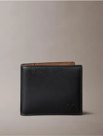 Calvin Klein Mens Bold Monogram Bifold Wallet - Black