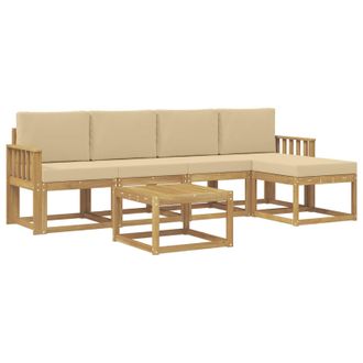 vidaXL Conjunto De Sof&aacute;s De Exterior Con Coj&iacute;n 6 Pcs Y Beige Vidaxl